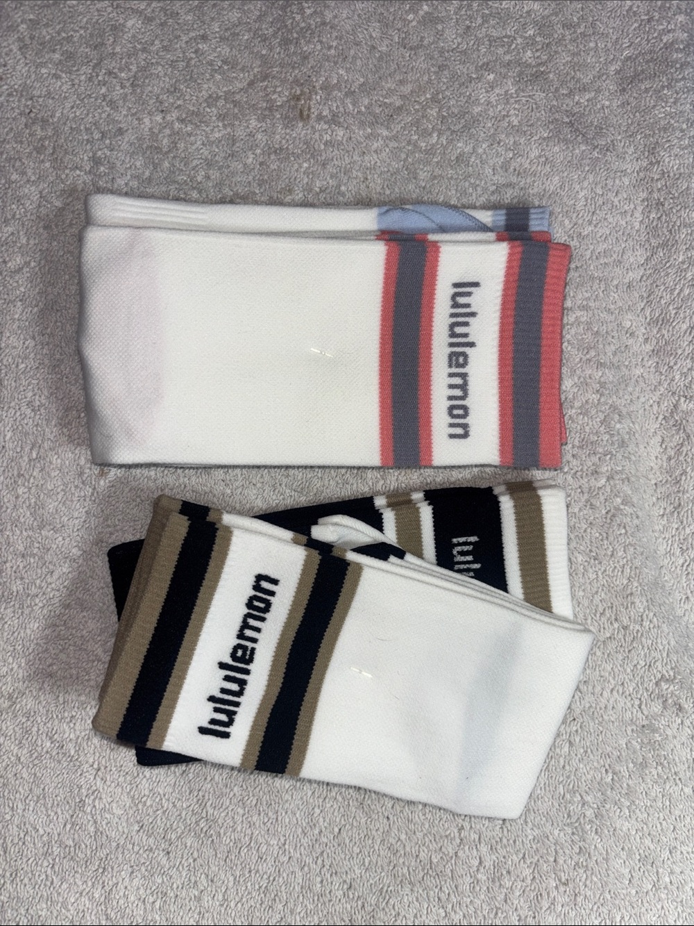 Lululemon Men's Performance Crew Socks - White with Stripe Accents